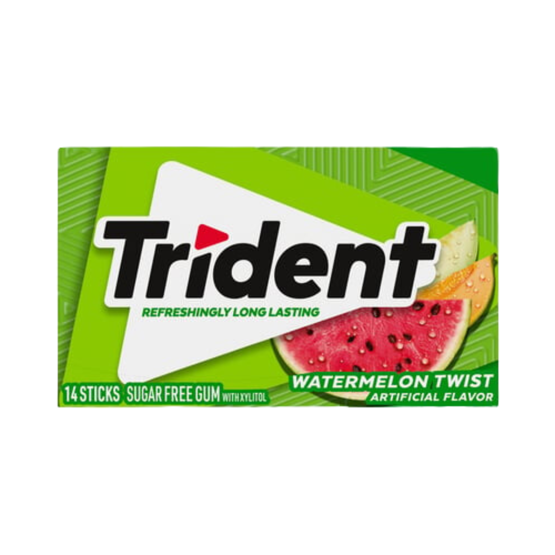 TRIDENT WATERMELON SUGAR FREE BUBBLE GUM 14-STICKS