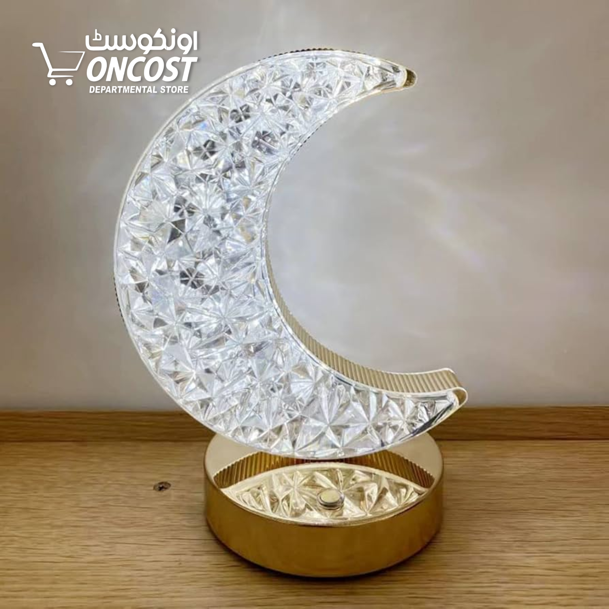 CRYSTAL CRESCENT MOON TABLE LAMP WITH 3-LIGHT MODES