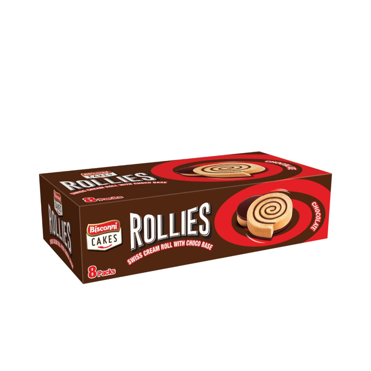 BISCONNI CAKES ROLLIES CHOCOLATE 30GM 8PCS BOX