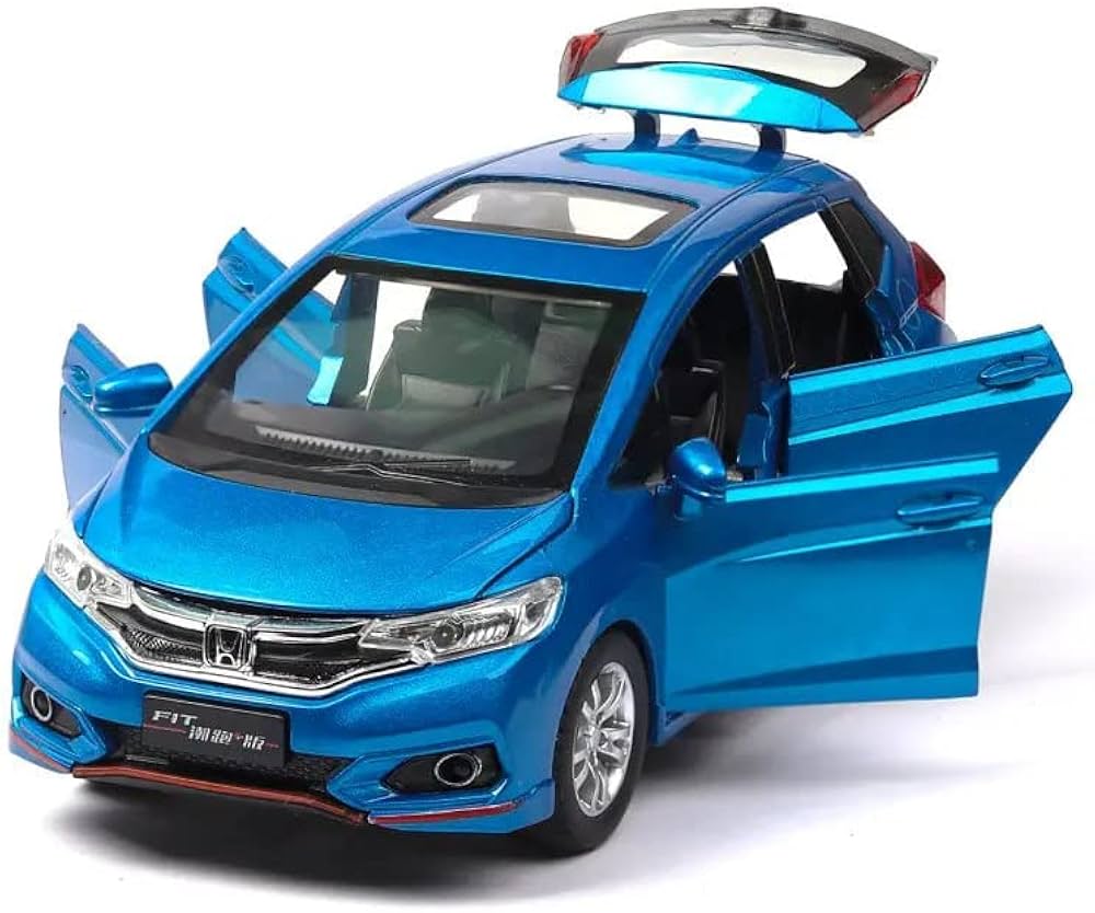 DIECAST ALLOY HONDA FIT TOY CAR, STEERING CAR WITH LIGHTS AND SOUND, FOR KIDS, CHILDREN BIRTHDAY GIFT (COLOR AS AVAILABLE)