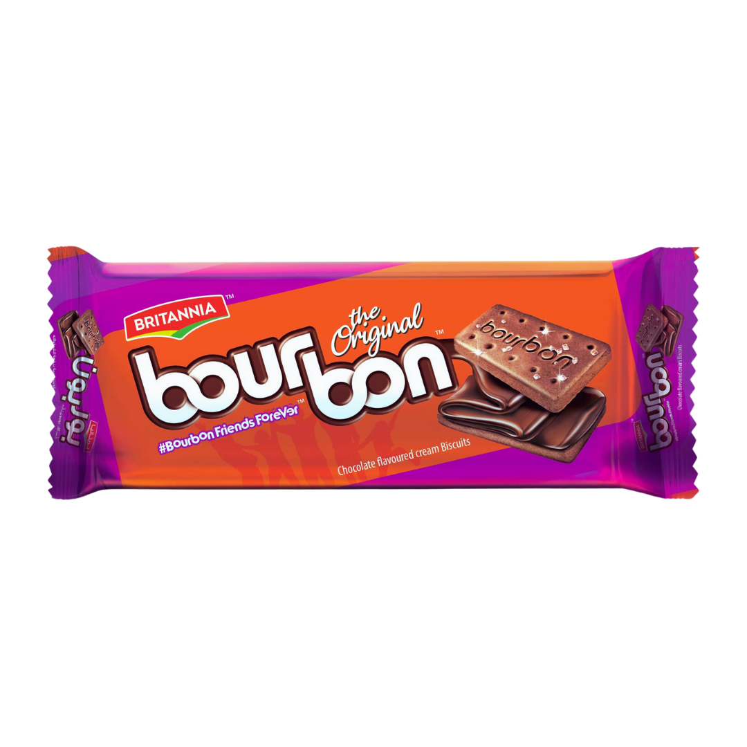 BRITANNIA BOURBON CHOCOLATE FLAVOURED CREAM BISCUIT 100GM