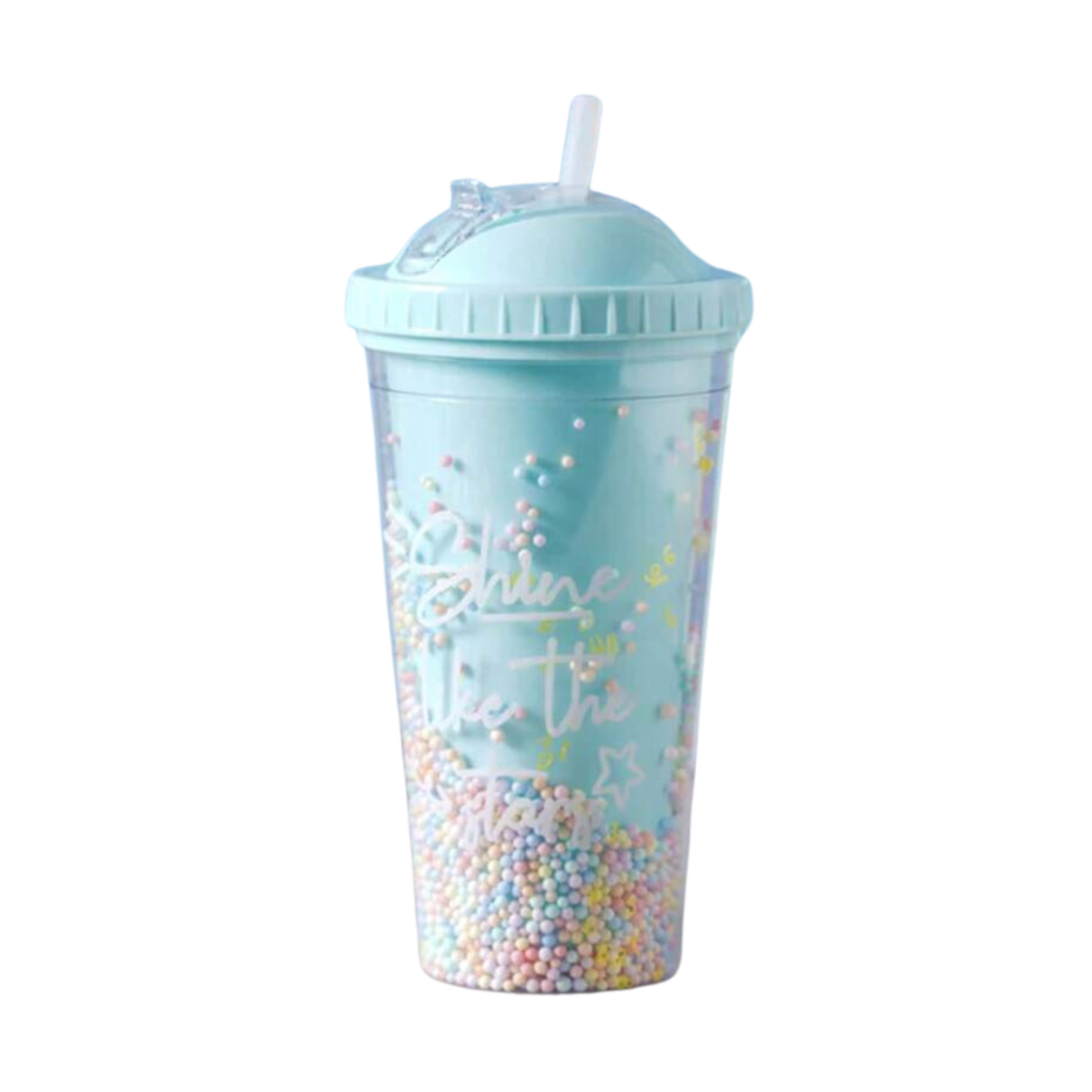 PLASTIC TUMBLER WITH STRAW FANCY 9405