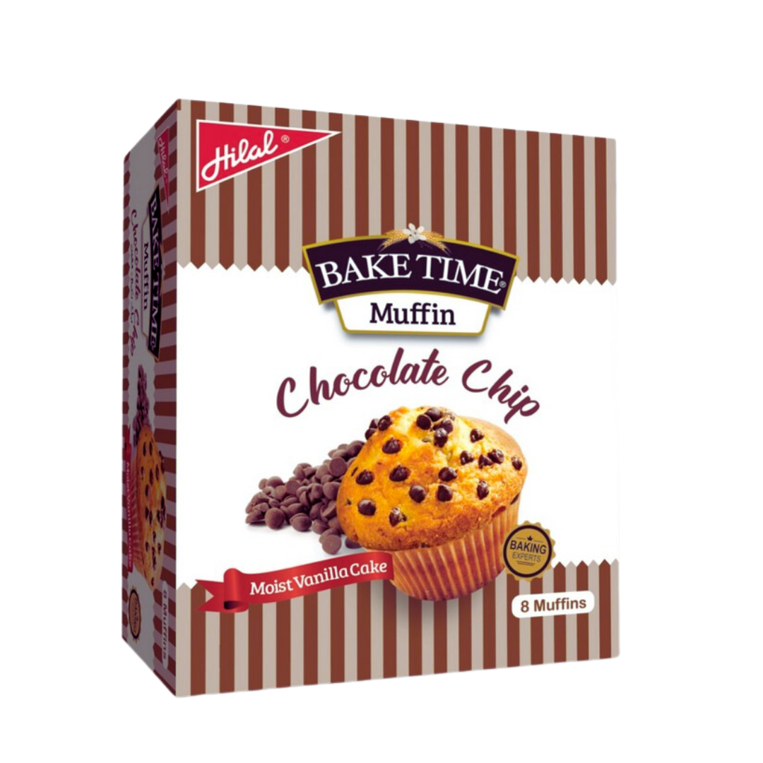 HILAL BAKE TIME MUFFIN CHOCOLATE CHIP CUP CAKE 28GM 8PCS BOX