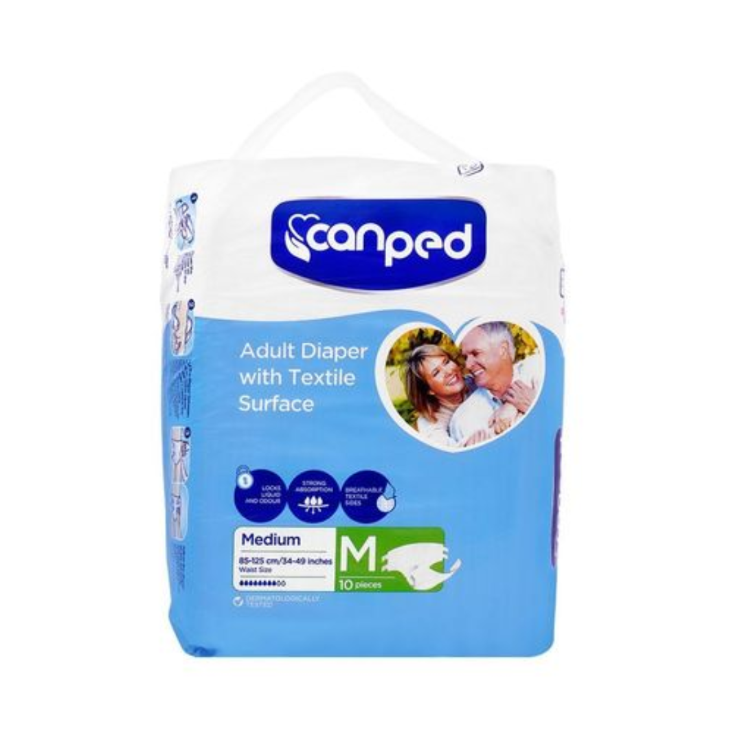 CANPED ADULT DIAPER WITH TEXTILE SURFACE MEDIUM 10-PCS