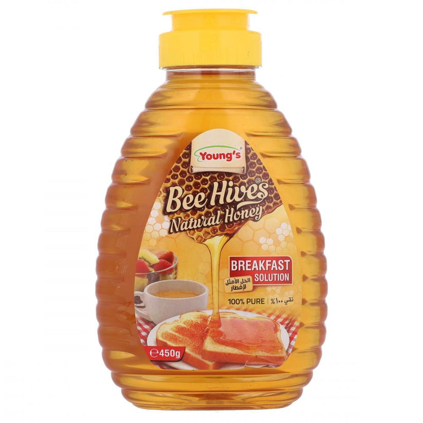 YOUNGS BEE HIVES HONEY BOTTLE 450GM