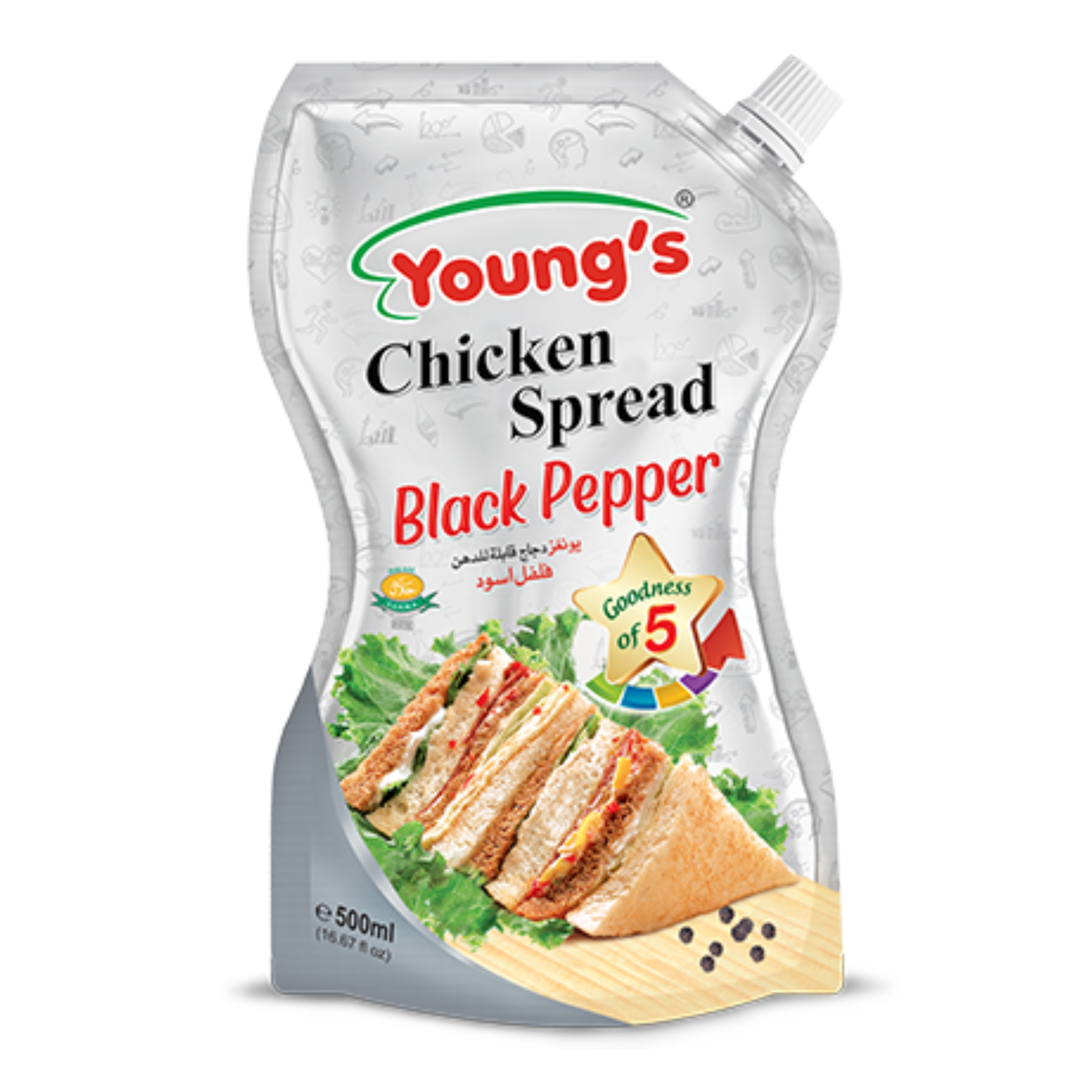 YOUNGS CHICKEN SPREAD BLACK PEPPER 500ML