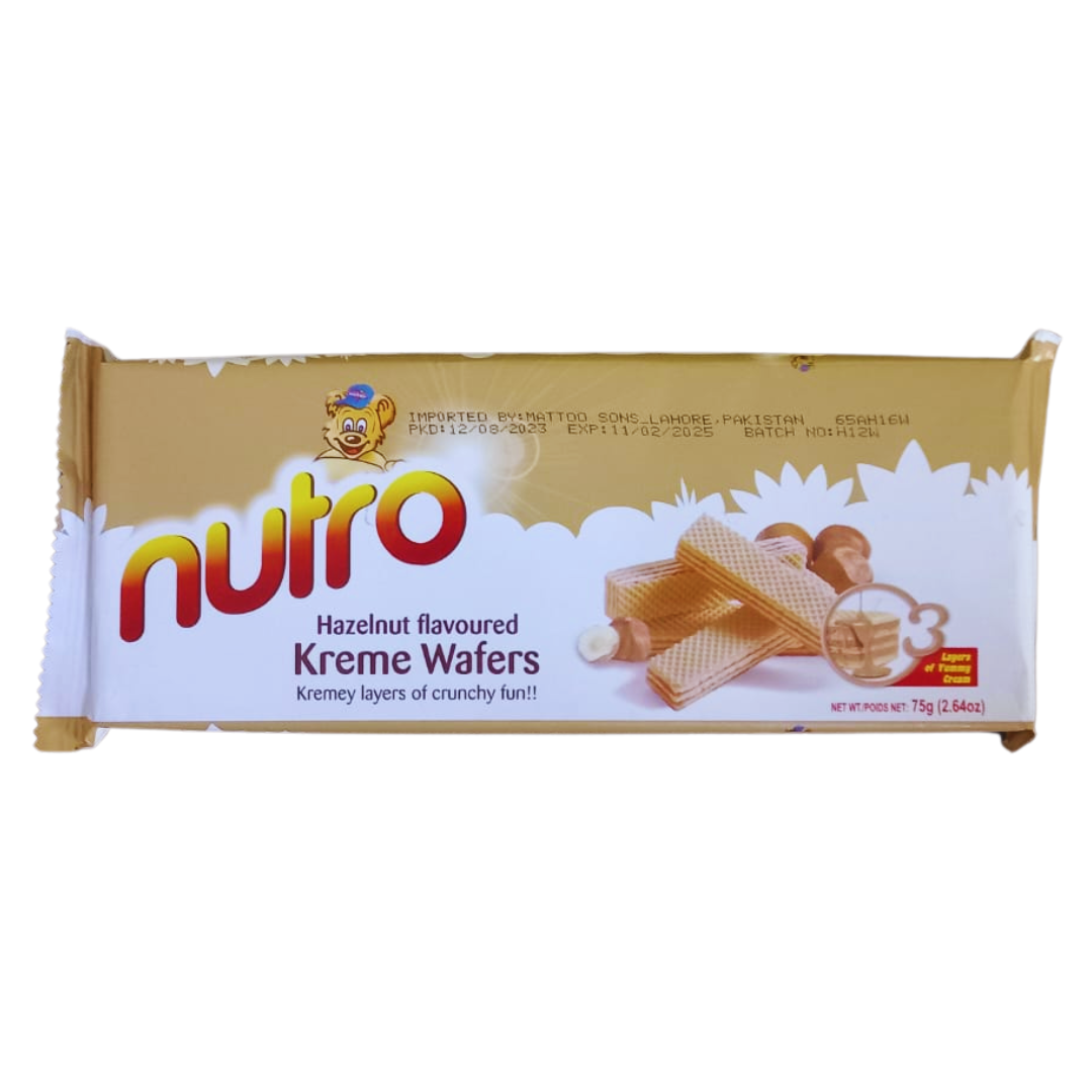 NUTRO HAZELNUT FLAVOURED KREME WAFERS 75GM