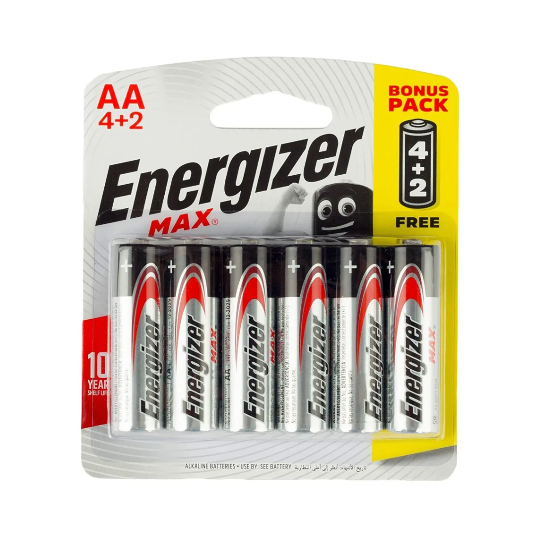 ENERGIZER MAX BONUS PACK AA BATTERIES 4+2-PCS