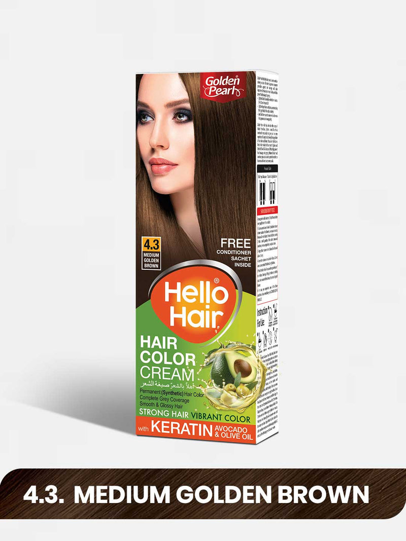 HELLO HAIR COLOR CREAM MEDIUM GOLDEN BROWN 4.3