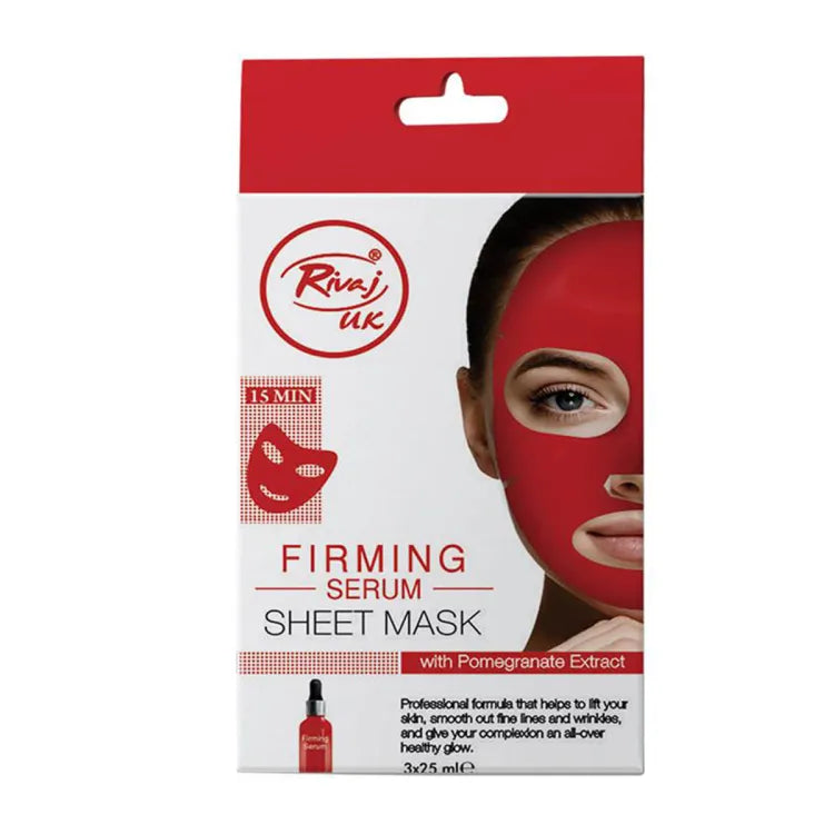 RIVAJ FIRMING SERUM SHEET MASK WITH POMEGRANATE EXTRACT 3 MASKS IN 1 BOX