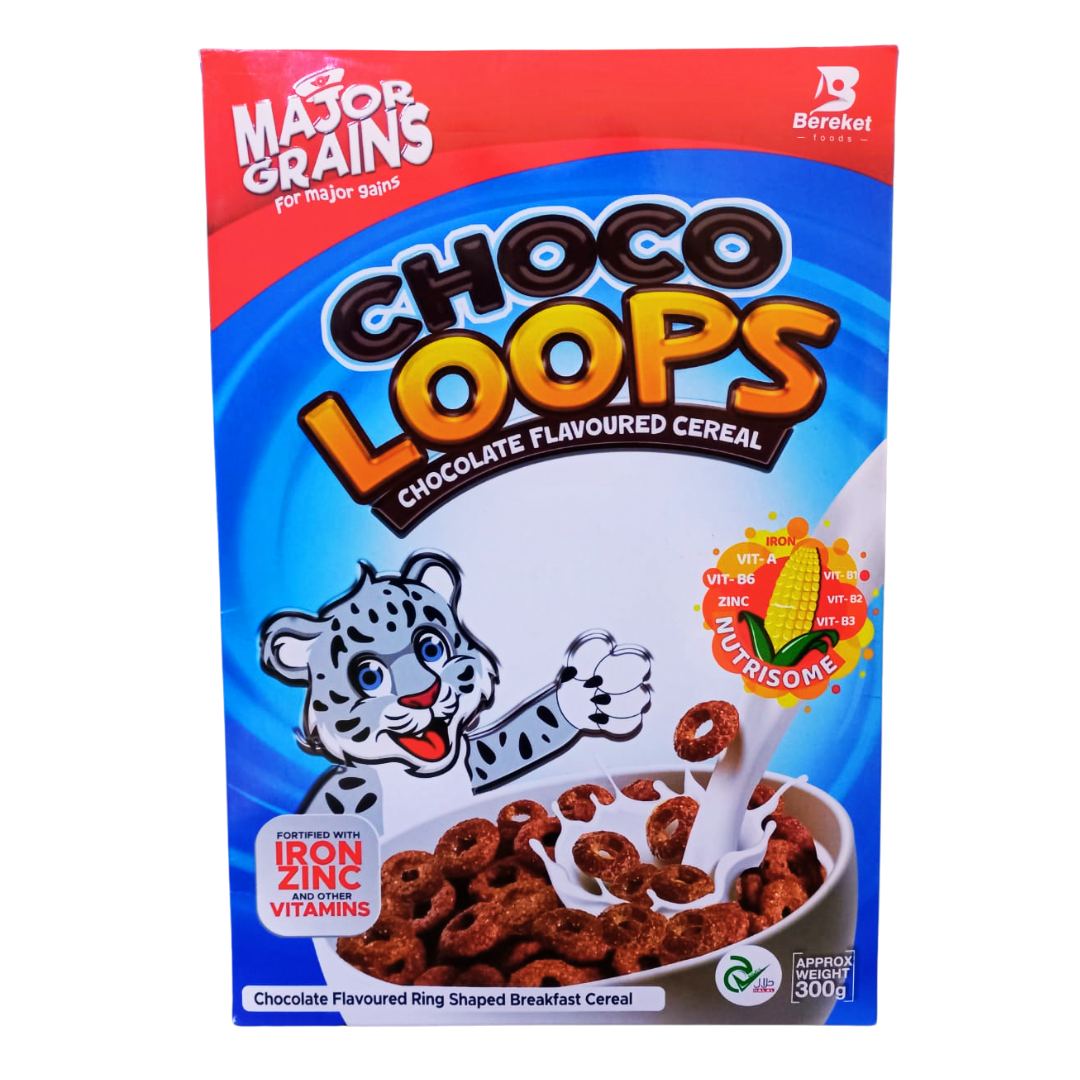 MAJOR GRAINS CEREAL CHOCO LOOPS 300GM