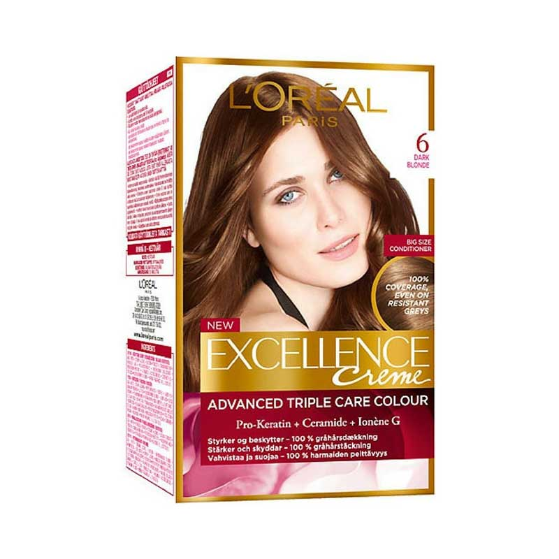 LOREAL PARIS HAIR COLOR DARK BLONDE 6 EXCELLENCE CREME