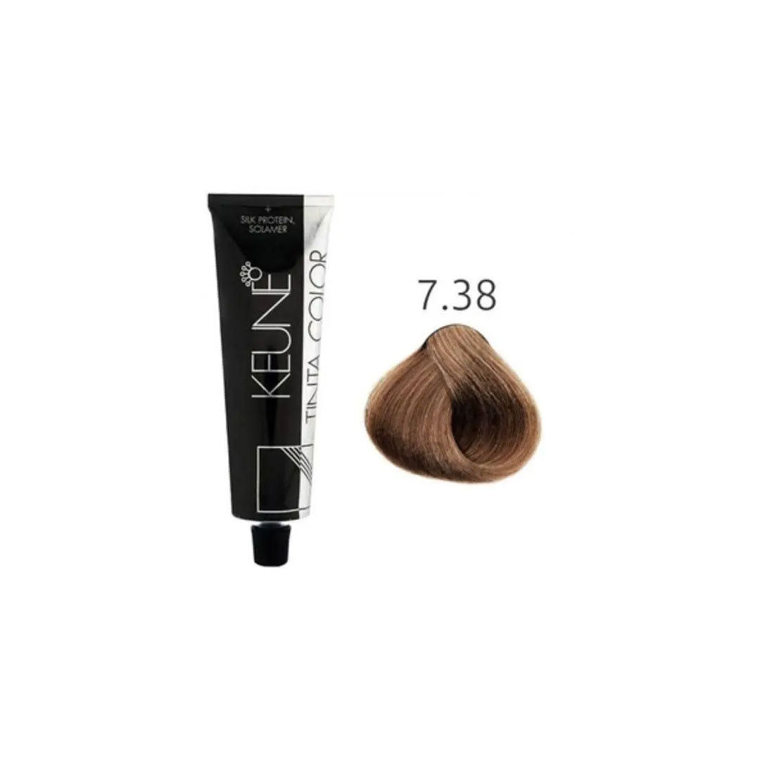 KEUNE TINTA HAIR COLOR MEDIUM GOLDEN MOCHA BLONDI 7.38, 60ML
