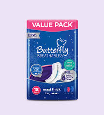 BUTTERFLY MAXI THICK SANITARY NAPKINS LARGE 18PCS