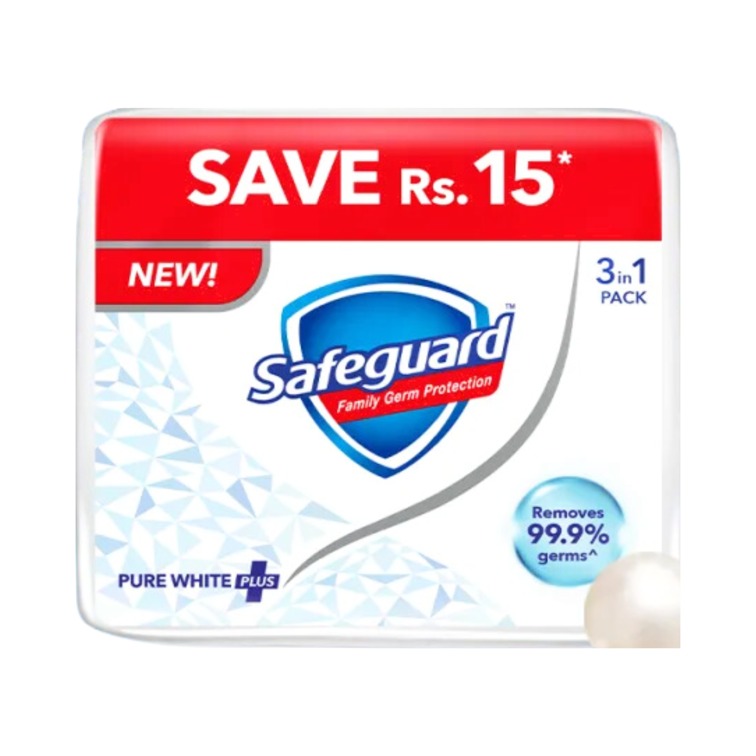 SAFEGUARD PURE WHITE PLUS 170GM 3IN1