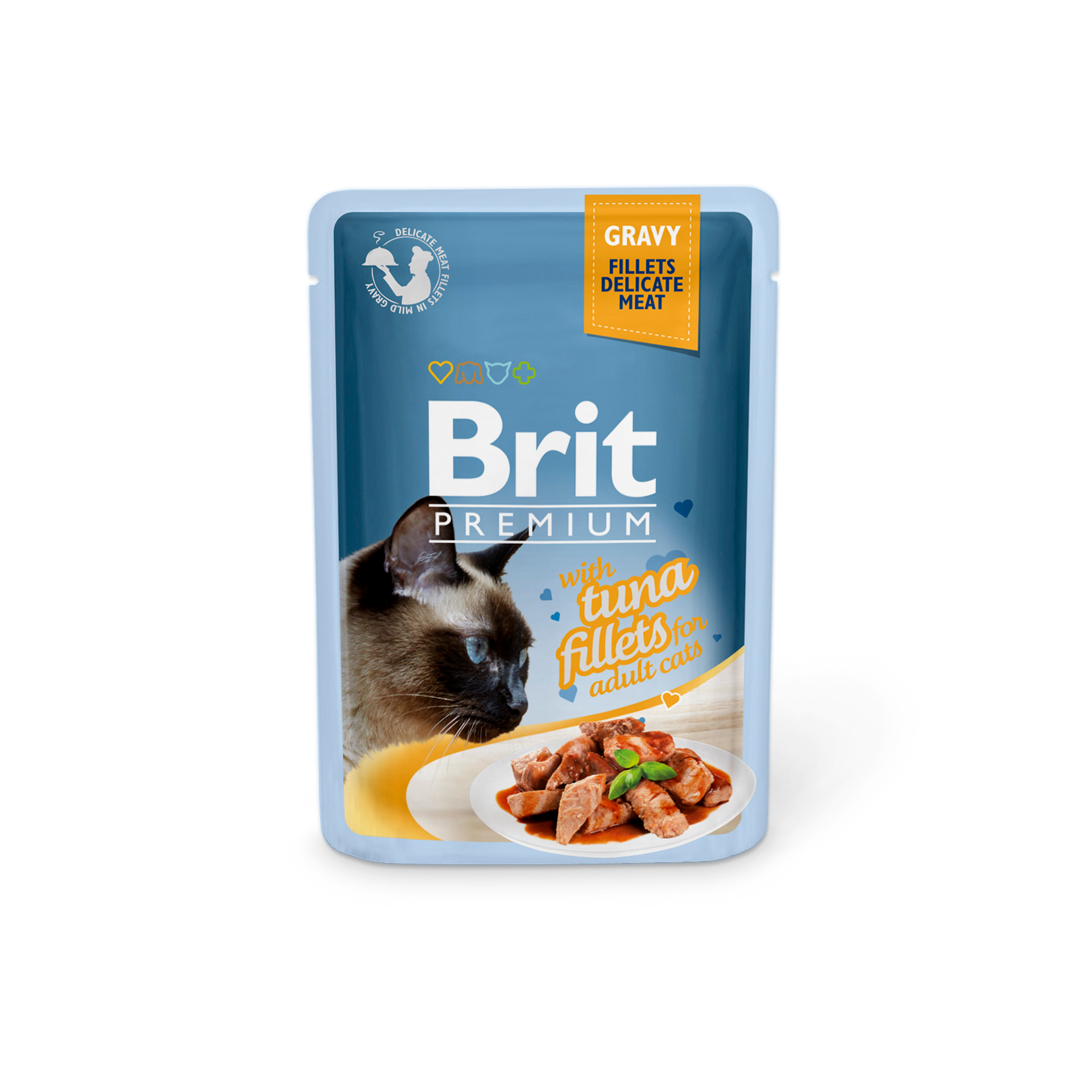 BRIT PREMIUM CAT FOOD GRAVY TUNA FILLETS 85GM