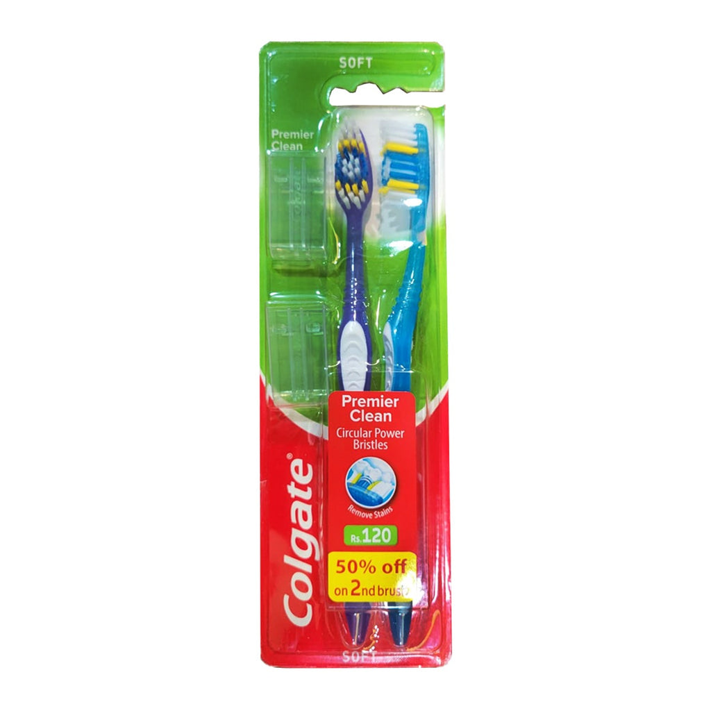 COLGATE TOOTHBRUSH PREMIER CLEAN SOFT 2PCS