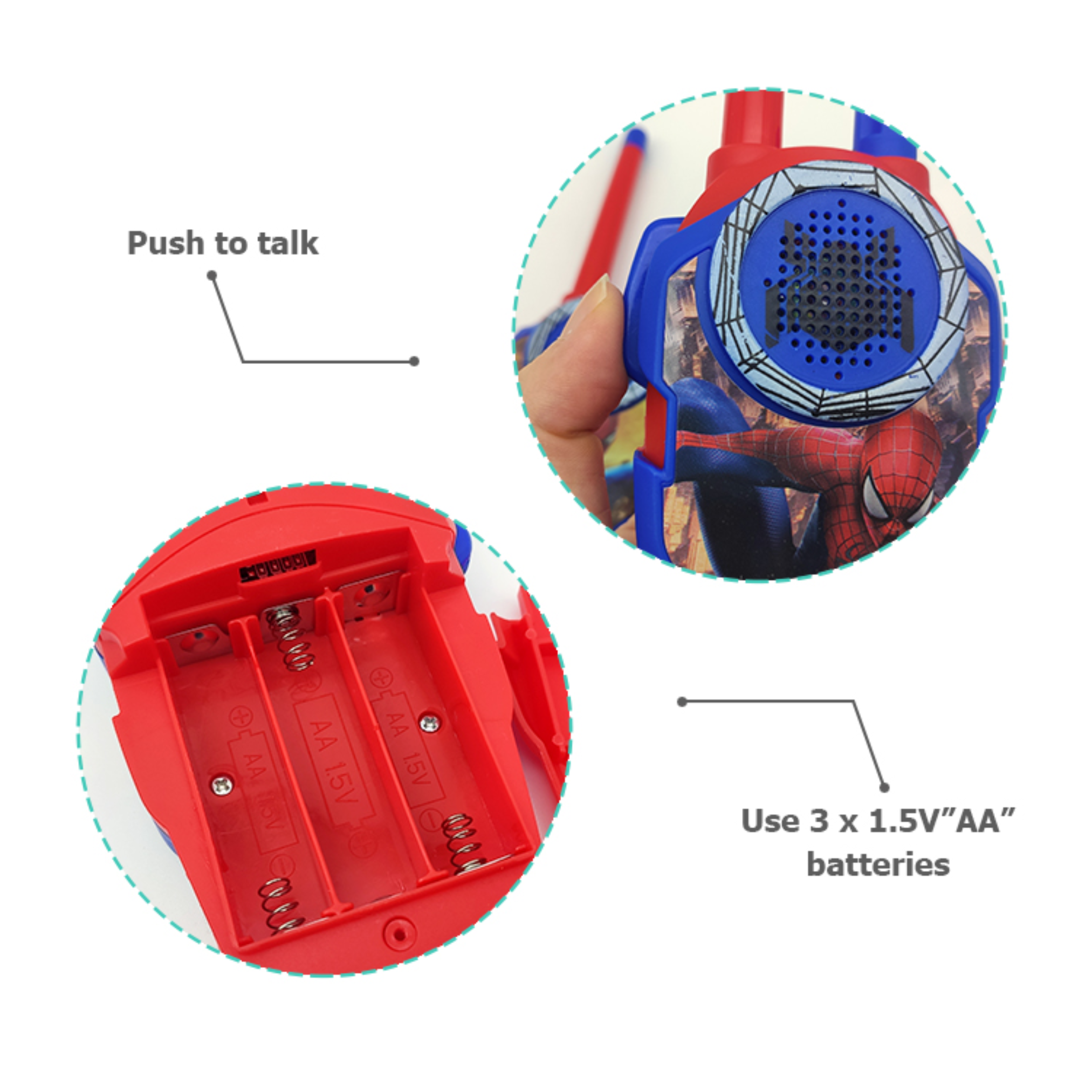 SPIDER-MAN WALKIE TALKIE BATTERY OPERATED 1853-D2