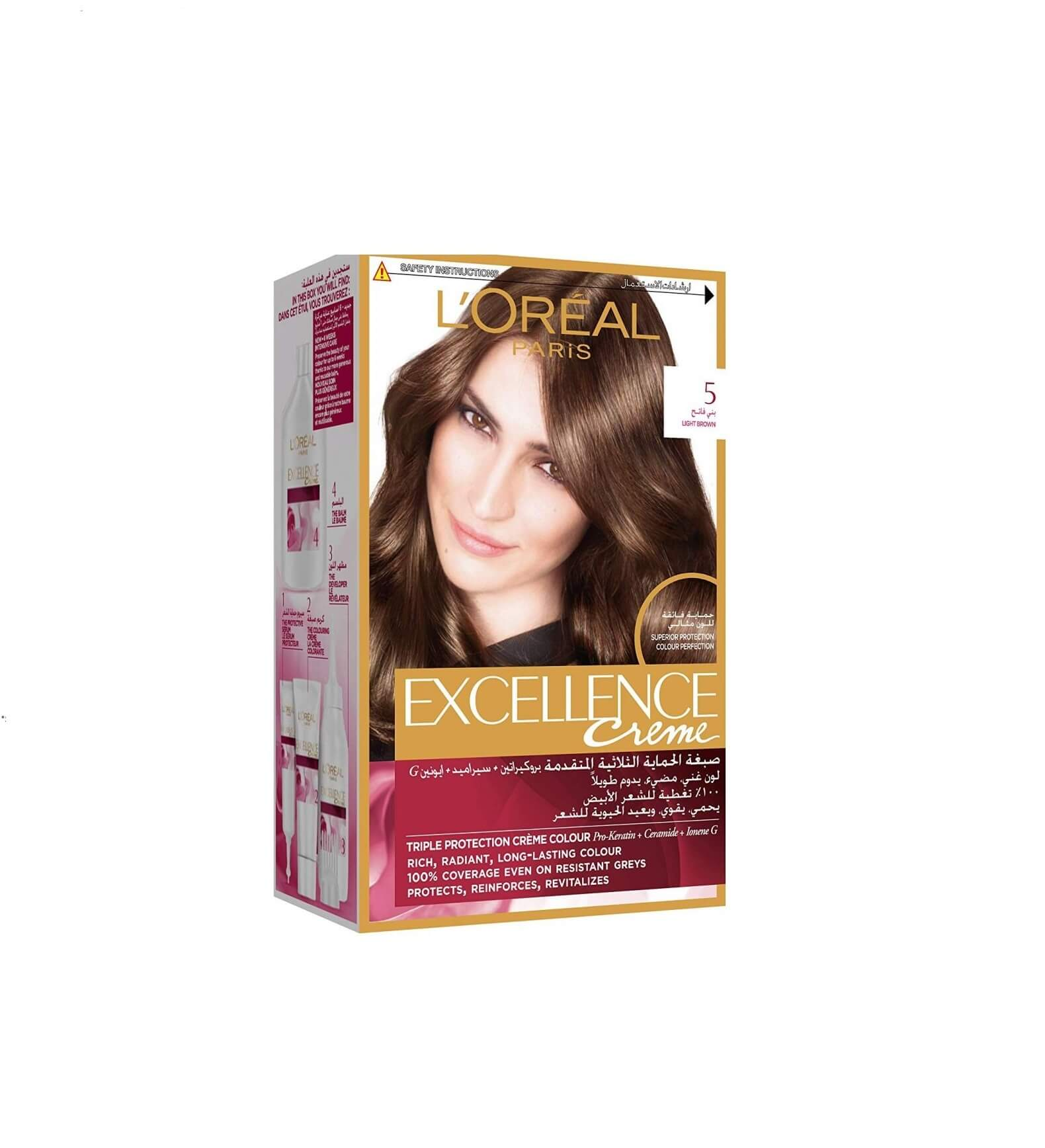 LOREAL PARIS HAIR COLOR LIGHT BROWN 5 EXCELLENCE CREME