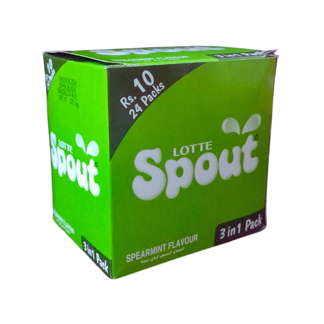 LOTTE SPOUT SPEARMINT FLAVOUR BUBBLE GUM 24PCS BOX