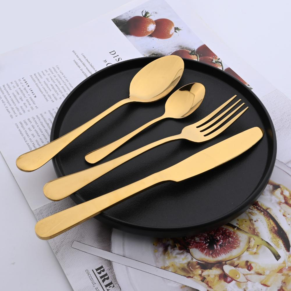 GOLD STAINLESS STEEL CUTLERY SET 24PCS WITH HANGER