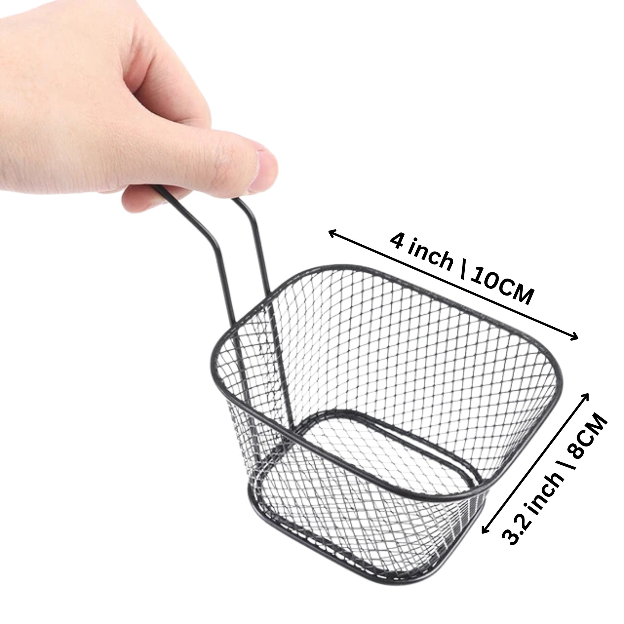 IRON MINI FRENCH FRY SERVING BASKET WITH HANDLE