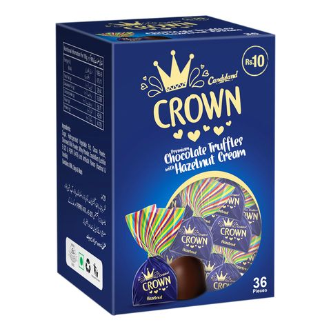 CANDYLAND CROWN PREMIUM CHOCOLATE TRUFFLES WITH HAZELNUT CREAM 36 PIECES BOX