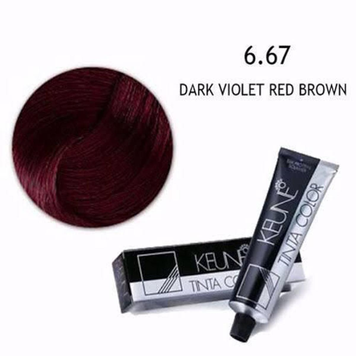 KEUNE TINTA HAIR COLOR DARK RED VIOLET BLONDI 6.67, 60ML.