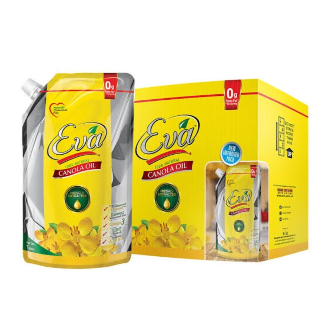 EVA CANOLA OIL 1LTR STAND UP POUCH CTN