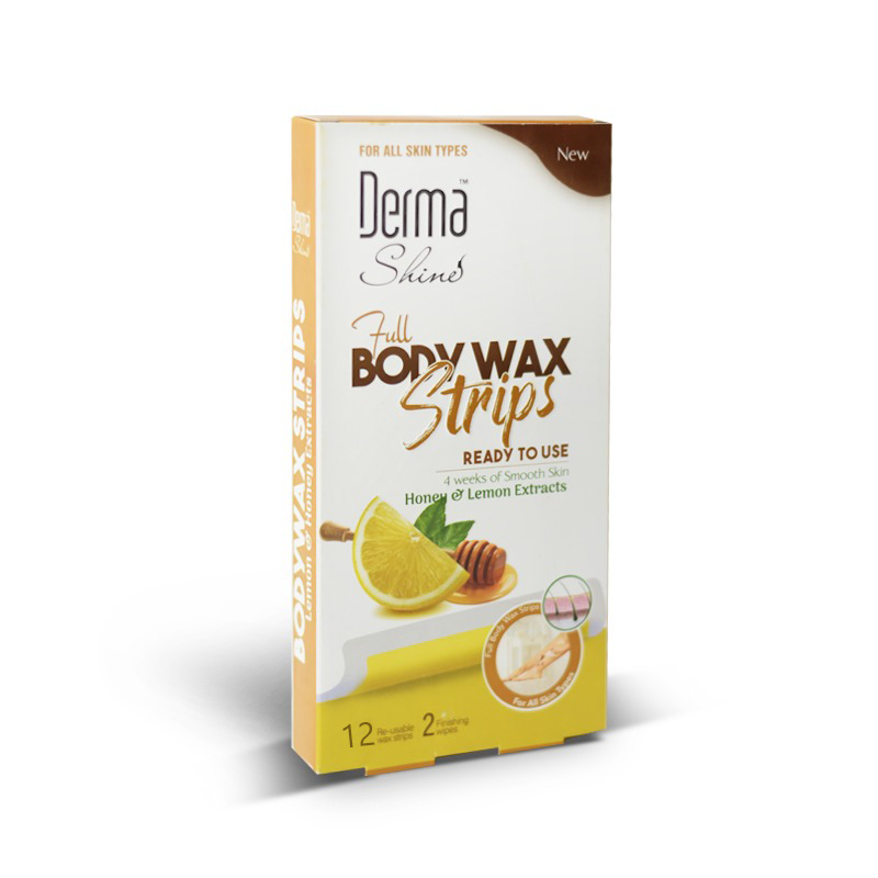 DERMA SHINE FULL BODY WAX STRIPS HONEY & LEMON 12.