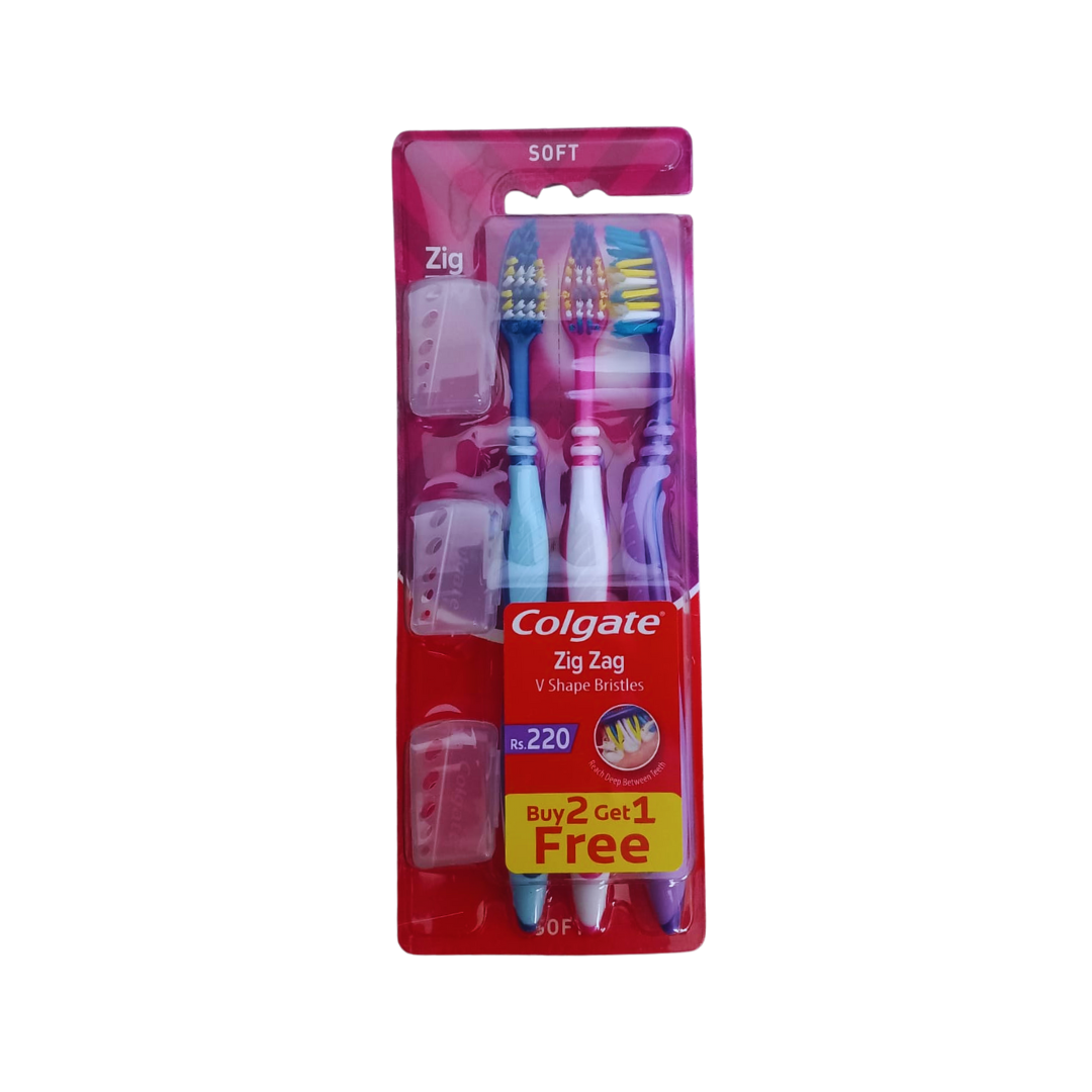 COLGATE TOOTHBRUSH ZIG ZAG SOFT 3PCS