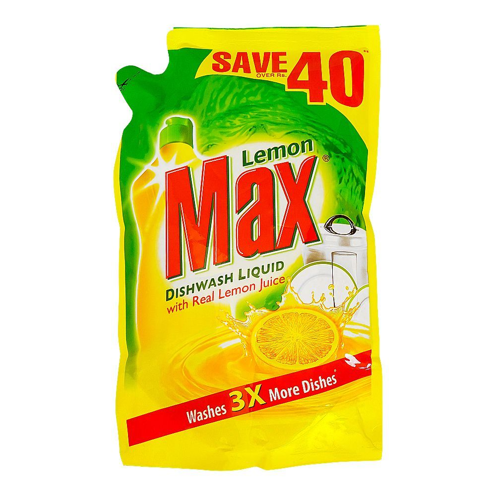 LEMON MAX DISHWASH LIQUID POUCH 450ML