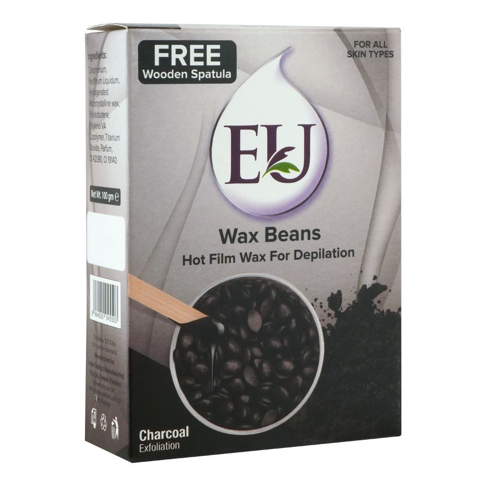 EU CHARCOAL EXFOLIATION WAX BEANS ( FREE WOODEN SPATULA)