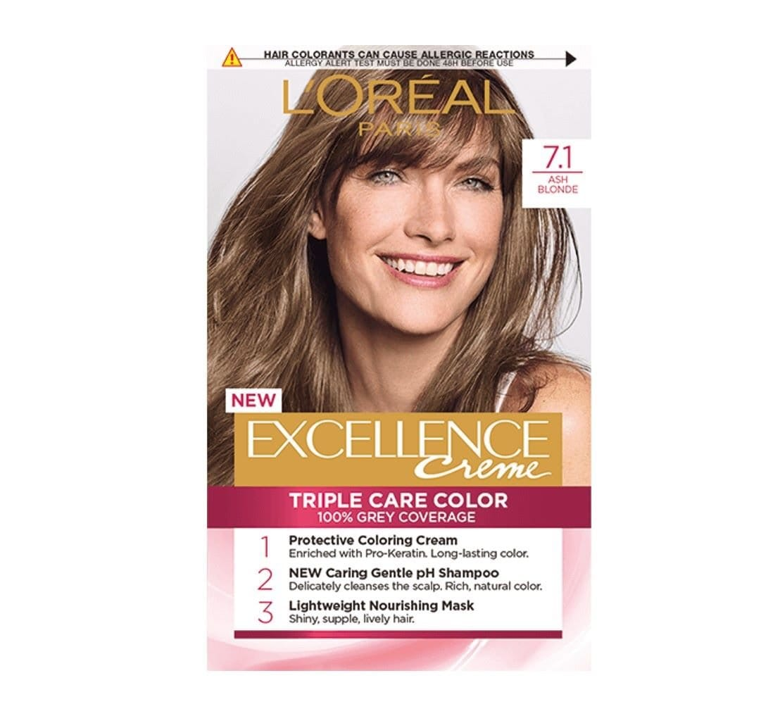 LOREAL PARIS HAIR COLOR ASH BLONDE 7.1 EXCELLENCE CREAM