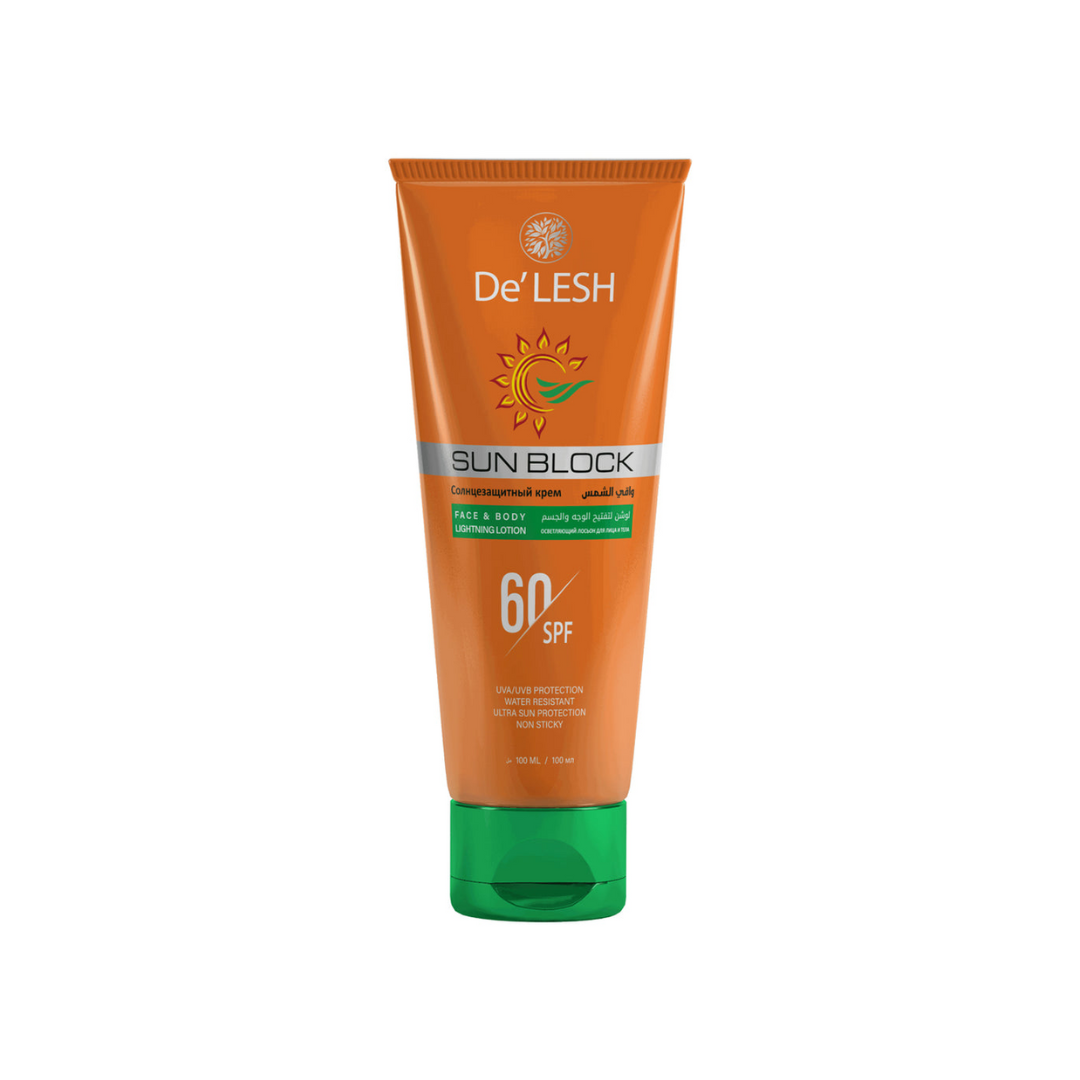 DeLESH SUN BLOCK FACE & BODY WHITENING LOTION SPF-60 100ML