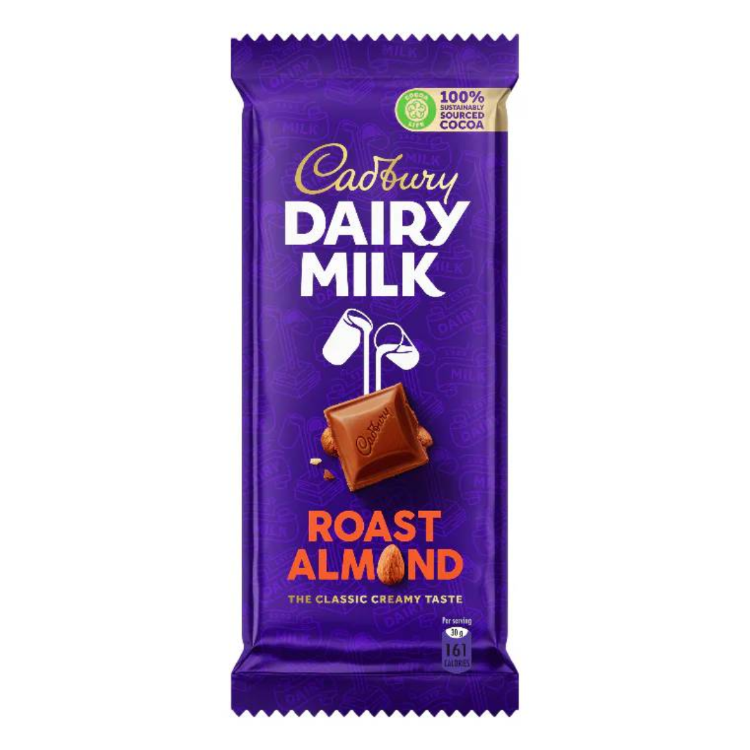 CADBURY DAIRY MILK CHOCOLATE ROAST ALMOND 90GM