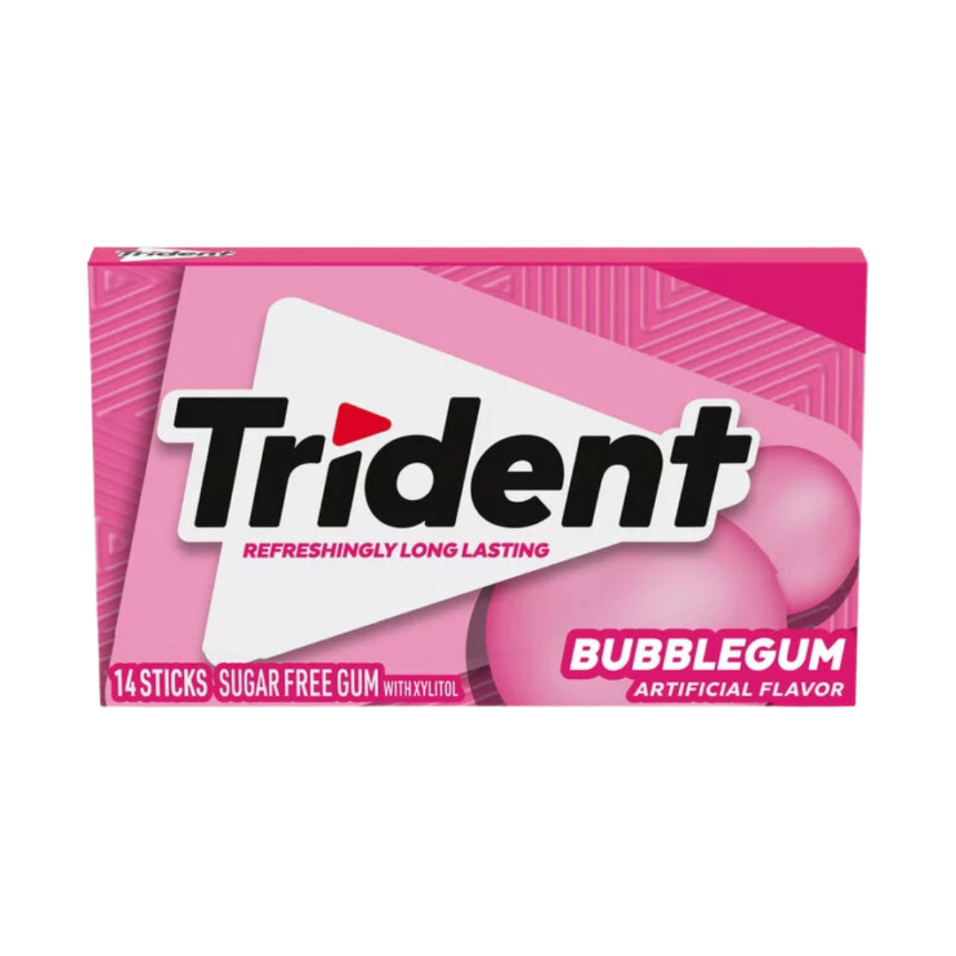 TRIDENT PINK SUGAR FREE BUBBLE GUM 14-STICKS