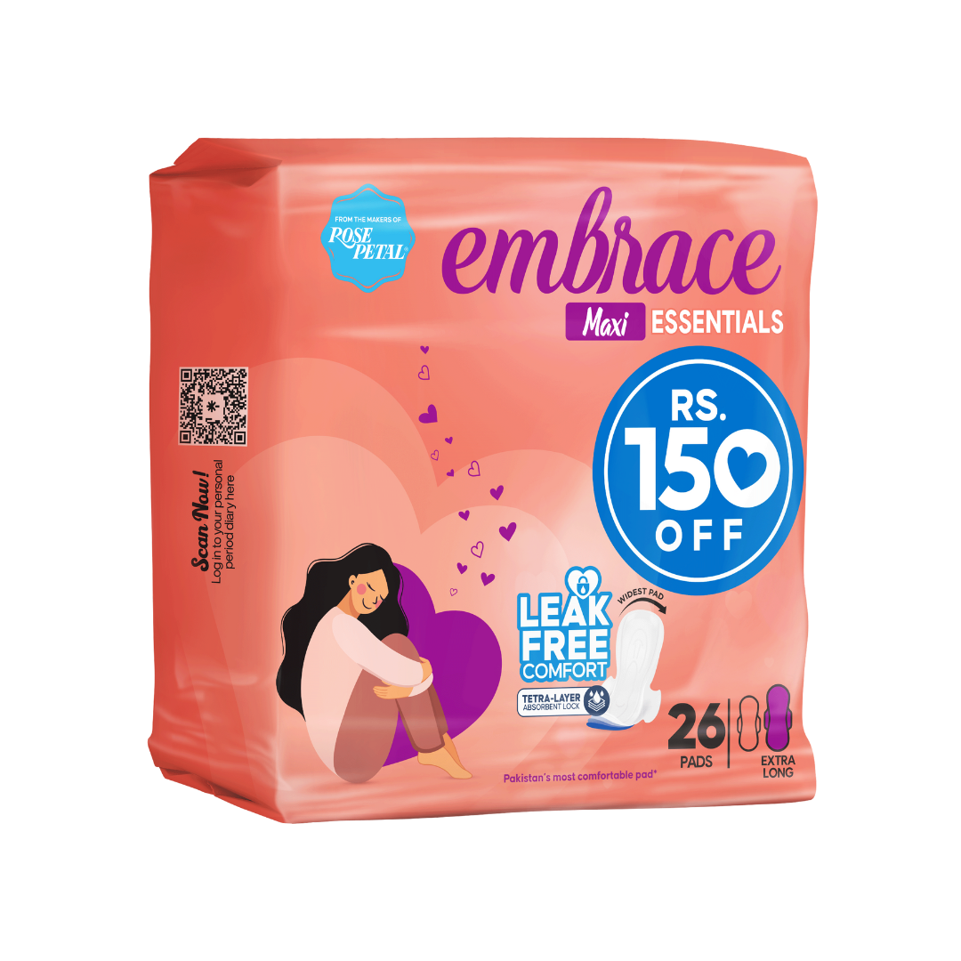 EMBRACE MAXI ESSENTIALS SANITARY PADS EXTRA LONG 26-PCS