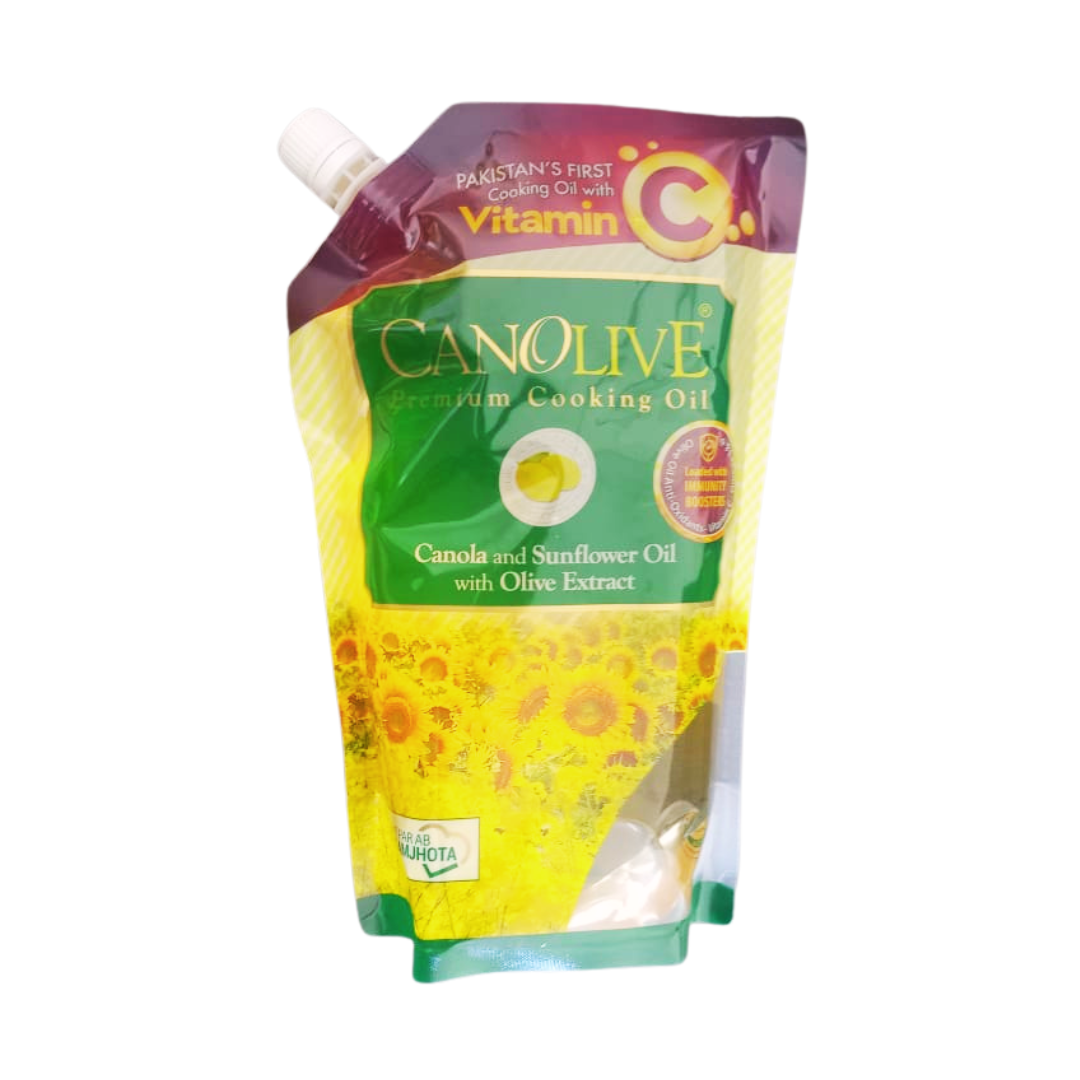 CANOLIVE PREMIUM COOKING OIL 1LTR POUCH NOZZLE