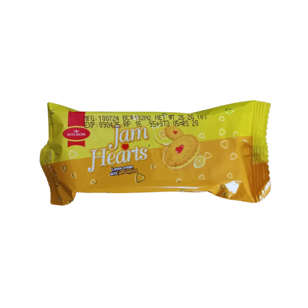 KOLSON JAM HEARTS LEMON CREAM BISCUIT 26GM