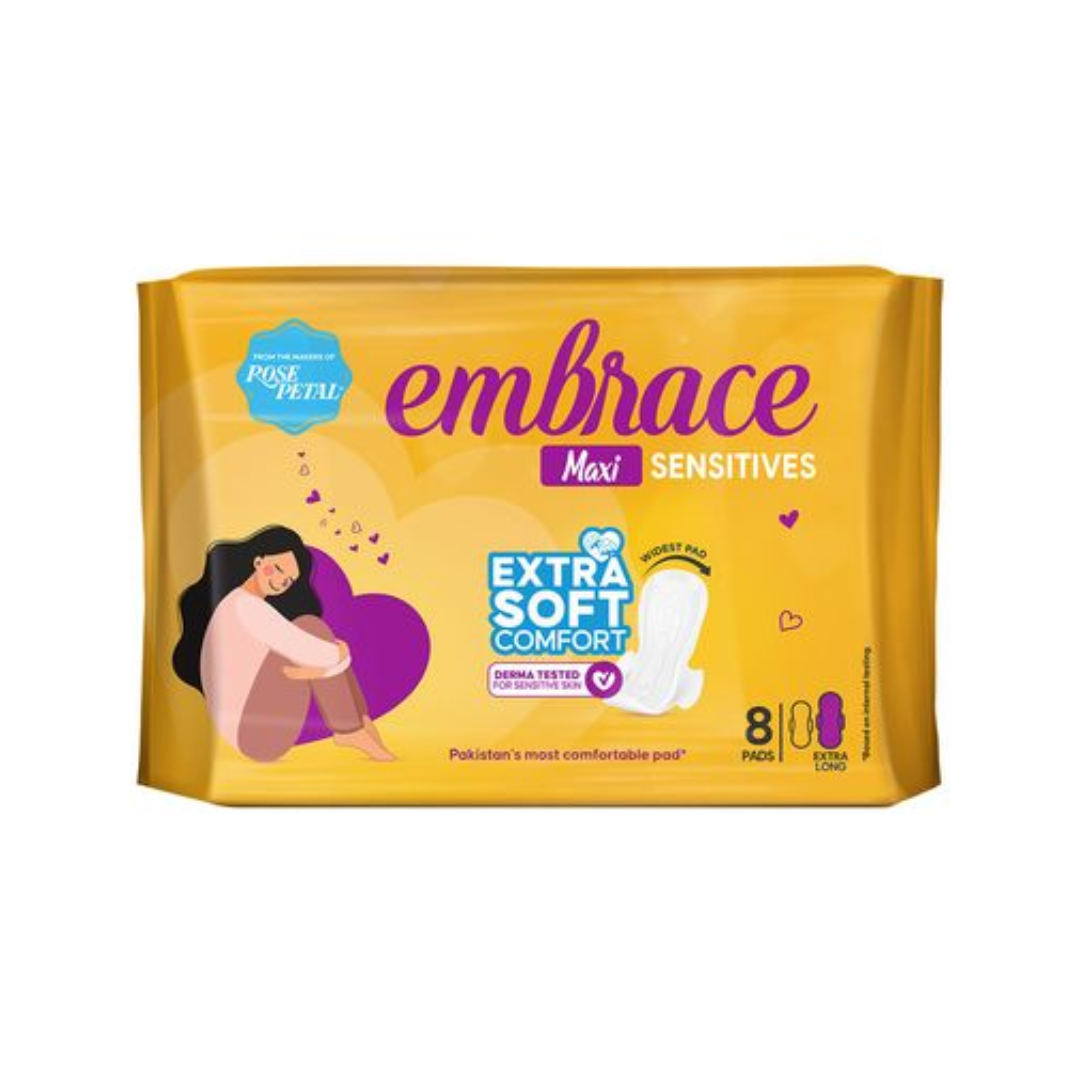 EMBRACE MAXI SENSITIVES SANITARY PADS EXTRA LONG 8-PCS