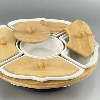 STIC SNACK DISH SET WITH BAMBOO BASE 5-PCS DR-85