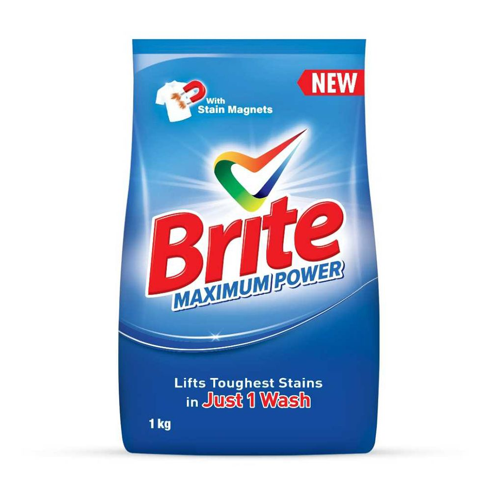 BRITE MAXIMUM POWER DETERGENT POWDER 1KG.