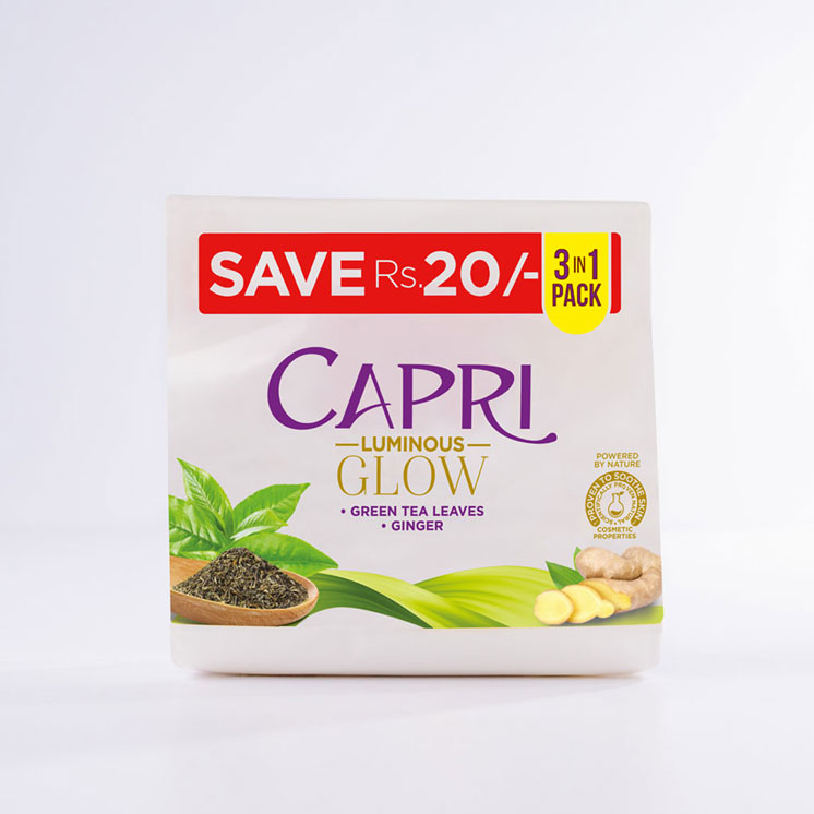 CAPRI LUMINOUS GLOW SOAP GREEN TEA LEAVES+GINGER 130G 3IN1