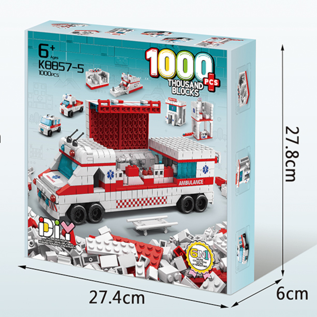 THOUSAND BLOCKS AMBULANCE DIY 1000PCS 6IN1 K8857-5