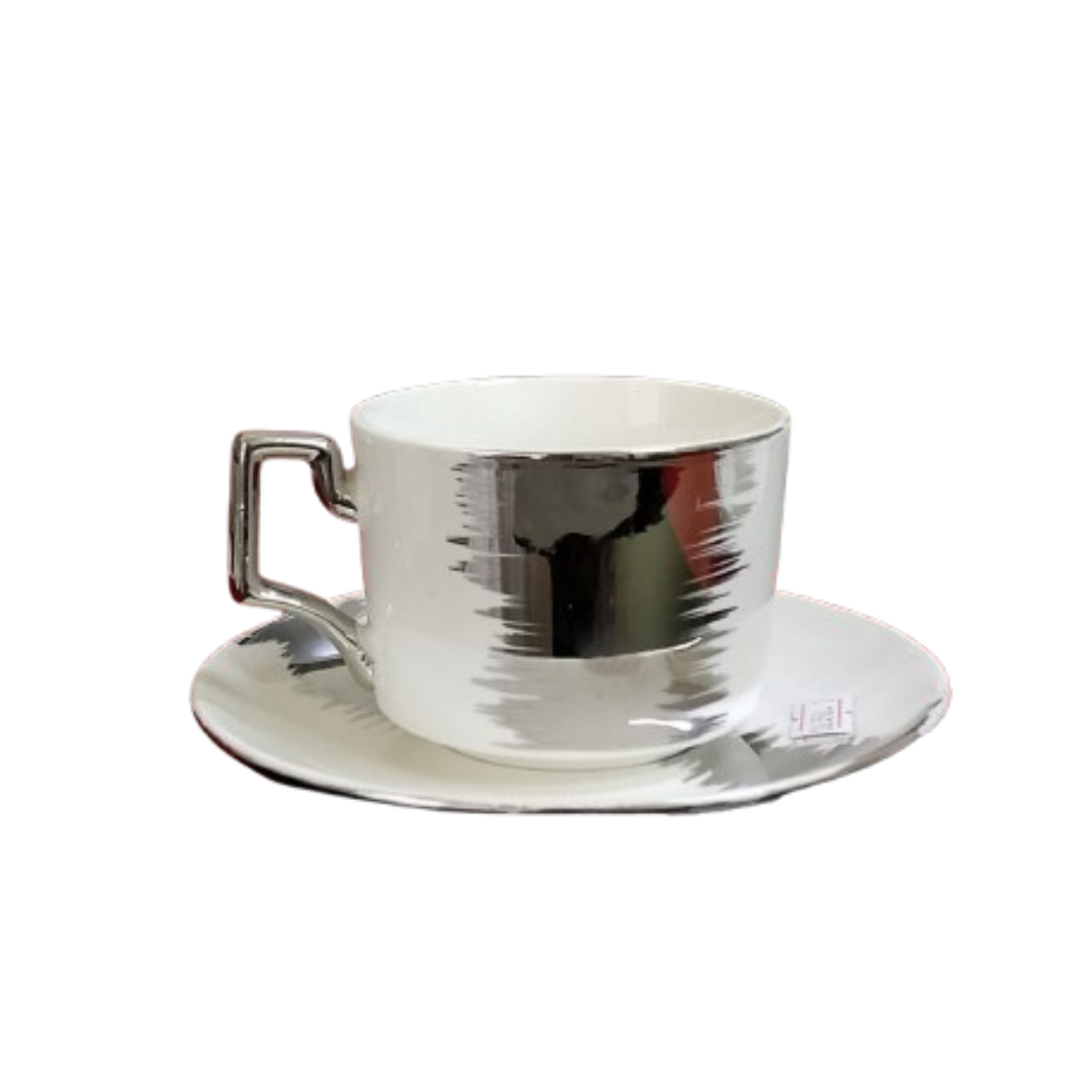 BONE CHINA CUPS WITH SAUCERS 6 PCS SET