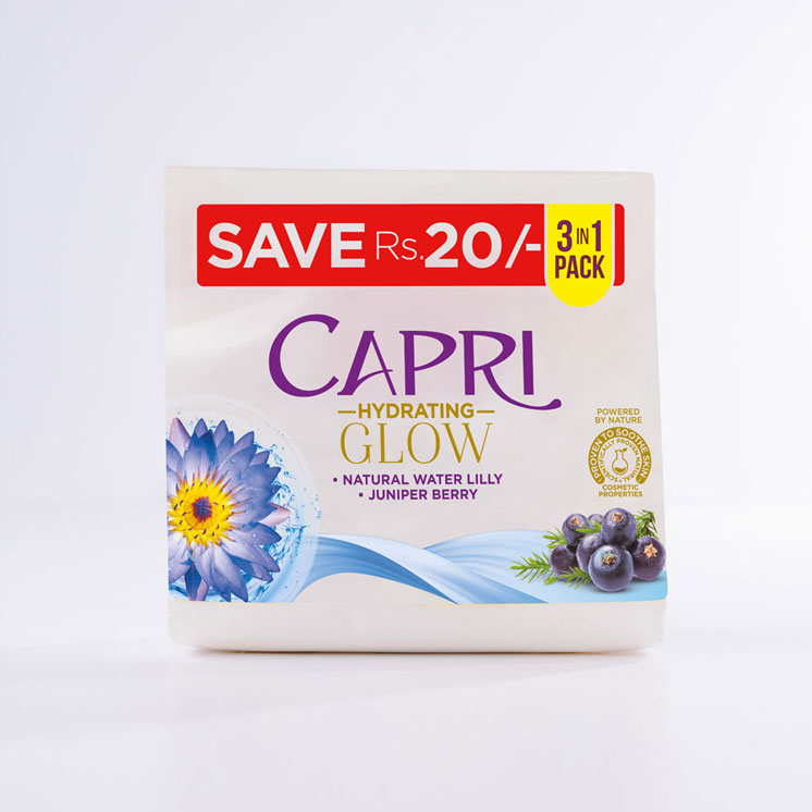 CAPRI HYDRATING GLOW WATER LILY+JANIPER BERRY 130GM 3IN1 PACK