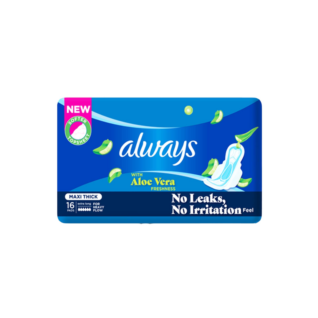 ALWAYS ALOE VERA FRESHNESS MAXI THICK EXTRA LONG 16 PADS