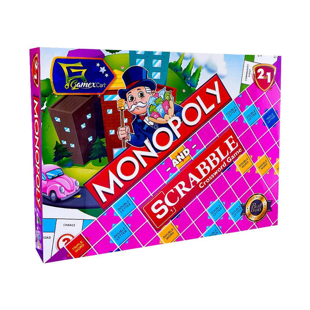 GAMEX CART MONOPOLY & SCRABBLE CROSSWORD GAME