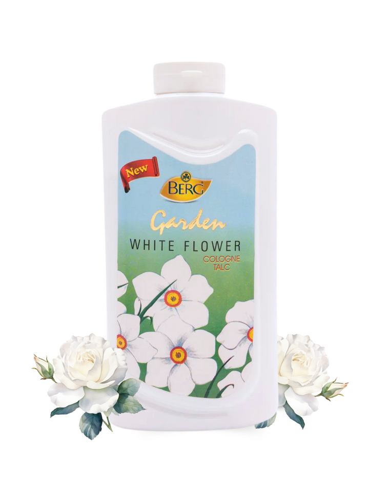 BERG GARDEN WHITE FLOWER COLOGNE TALC 300GM